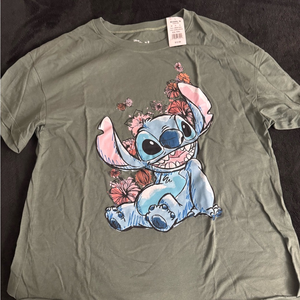Disney Green T-Shirt with Stitch Graphic